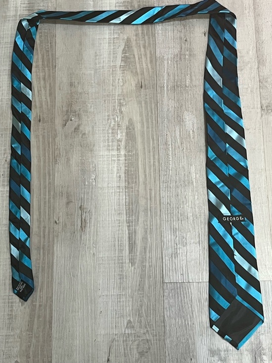 George Blue and Black Stripe Tie - Picture 3 of 5